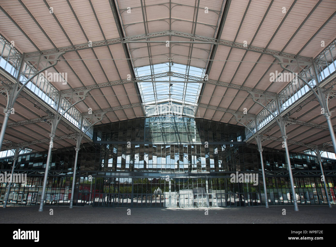 Paris, Parc de la Villette, La Grande Halle, ehemaliger Schlachthof, Jules de Mérindol 1867 Stockfoto