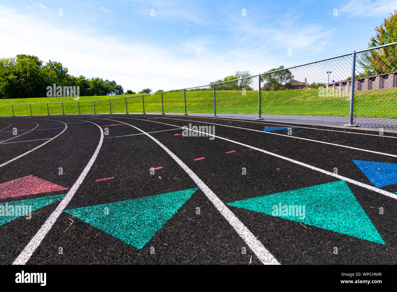 Laufstrecke an einer örtlichen High School. Ottawa, Illinois, USA. Stockfoto