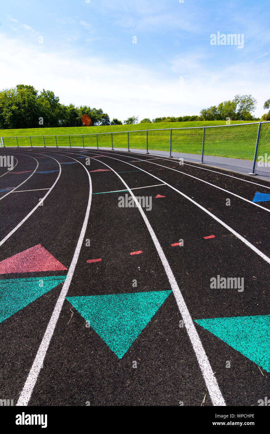 Laufstrecke an einer örtlichen High School. Ottawa, Illinois, USA. Stockfoto