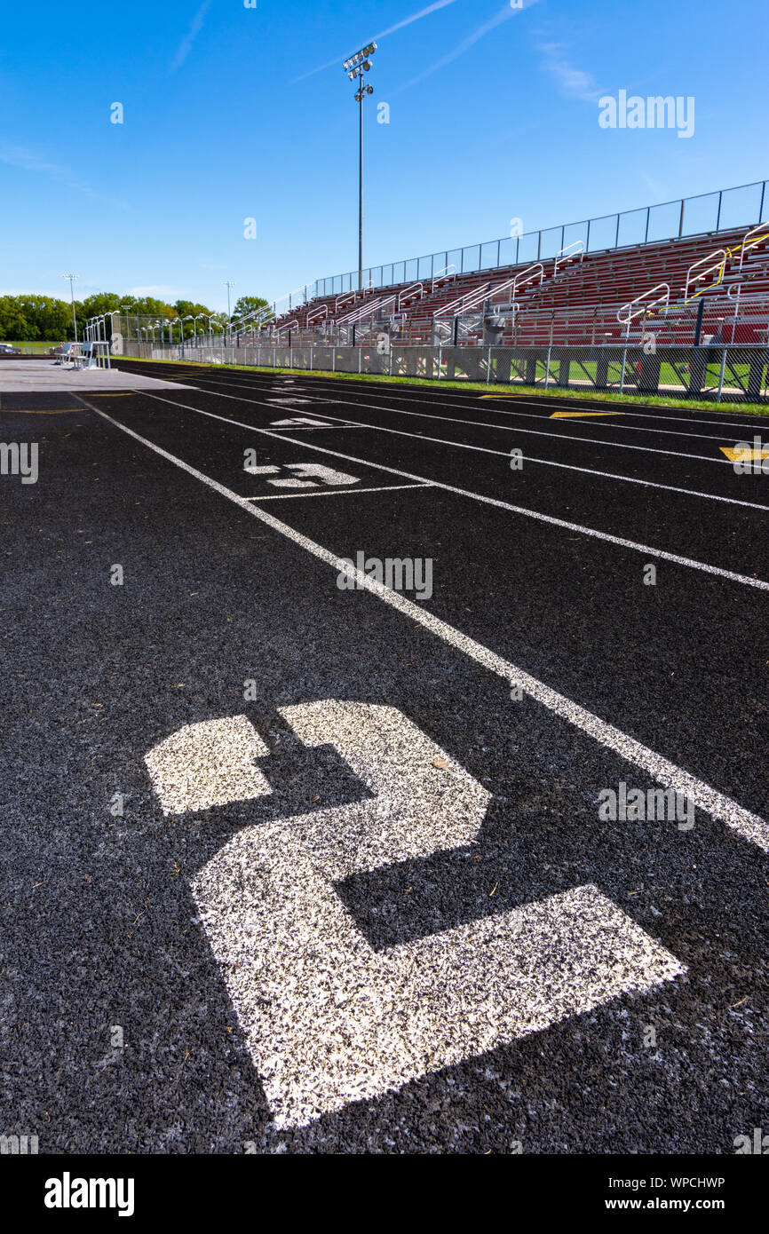 Laufstrecke an einer örtlichen High School. Ottawa, Illinois, USA. Stockfoto