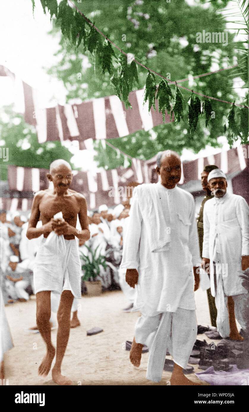 Gemeinde Sitzung Mahatma Gandhi in Ahmedabad, Gujarat, Indien, Asien, 5. Dezember 1925 Stockfoto