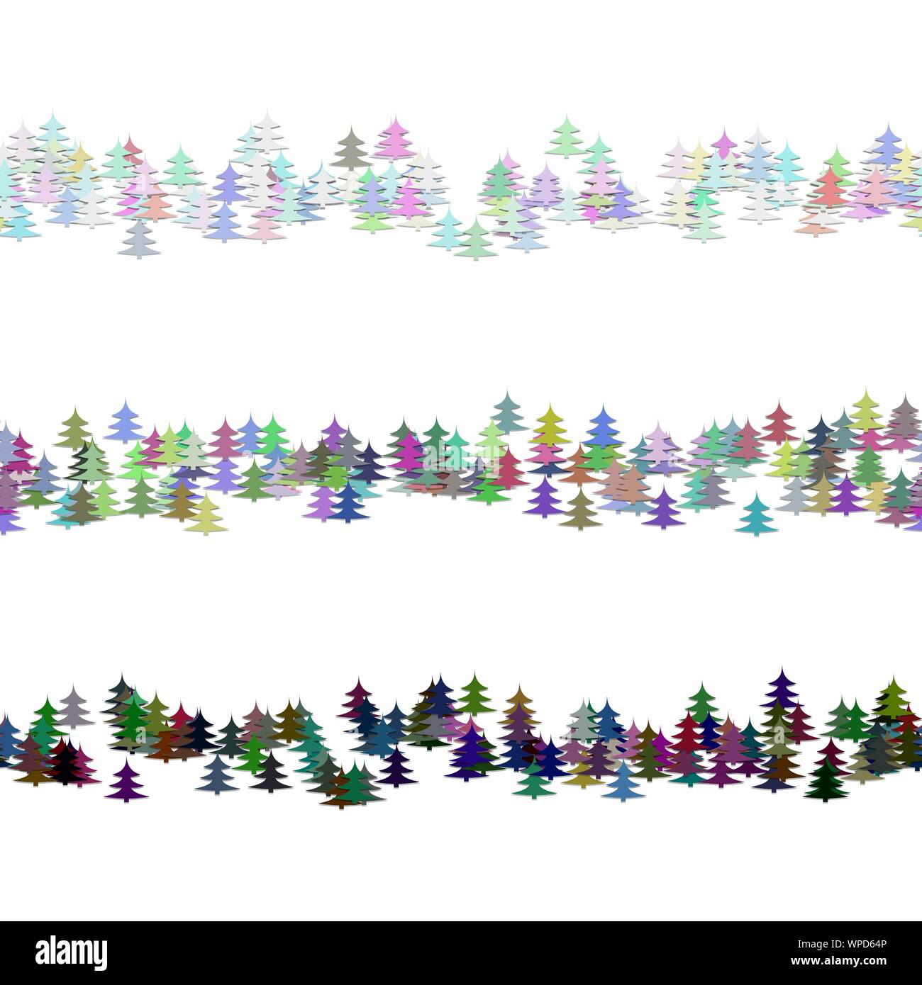 Wiederholbare stilisierte Pine Tree pattern Absatz Regel Line Design set-Vektor grafische Elemente Stock Vektor
