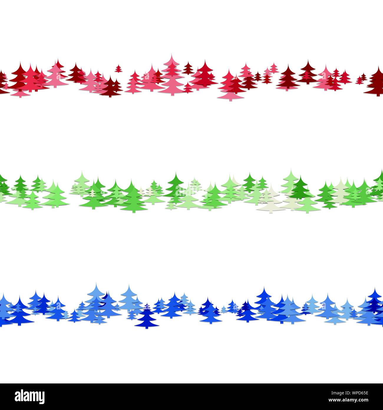 Nahtlose random Pine Tree pattern Absatz Trennlinie-Vektor grafische Elemente Stock Vektor