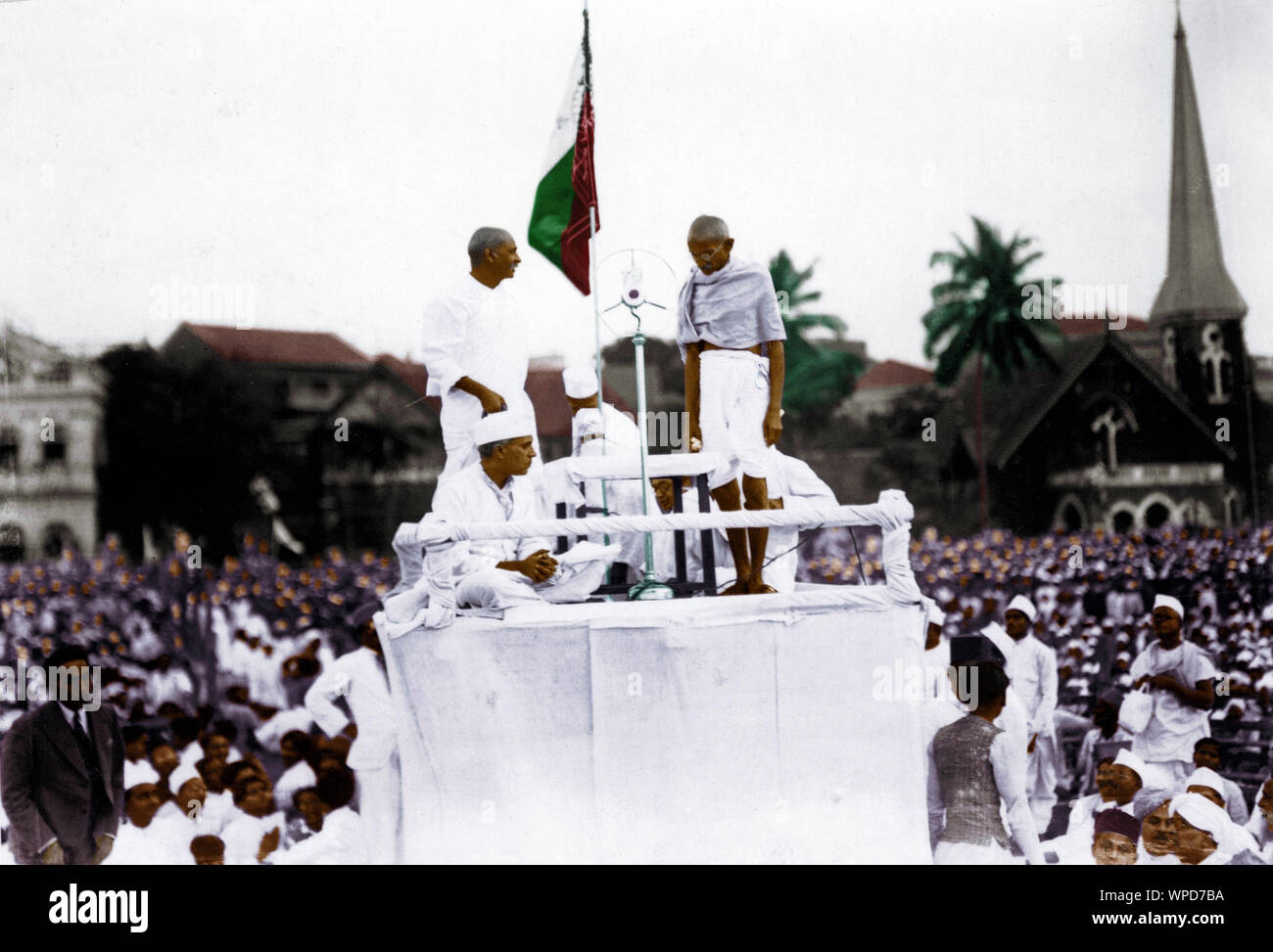 Mahatma Gandhi in einer Rede auf einer Konferenz, Bombay, Maharashtra, Indien, Asien, 28. August 1931 Stockfoto
