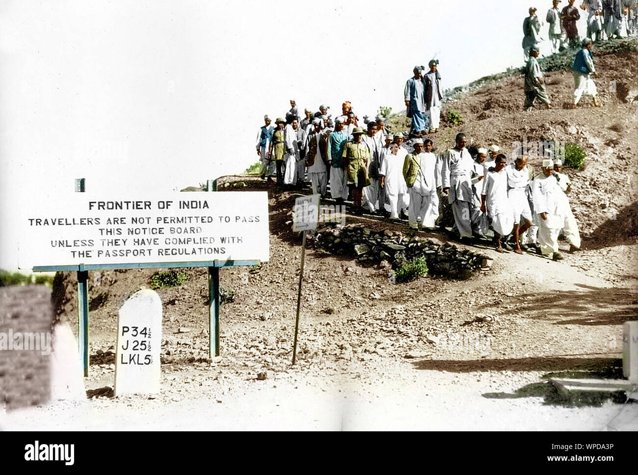 Mahatma Gandhi und Entourage Grenze Grenze, Indien, Asien, 5. Mai 1938 Stockfoto