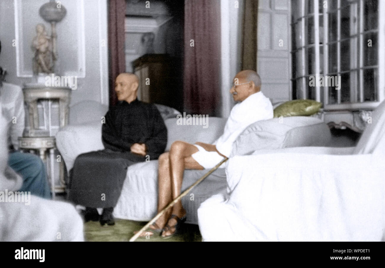 Mahatma Gandhi mit chinesischen Führer Chiang Kai Shek, Kalkutta, Indien, Asien, 18. Februar 1942 Stockfoto