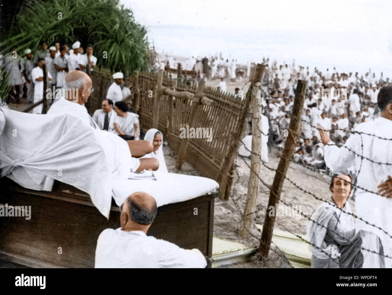 Mahatma Gandhi Abendgebet, Mumbai, Maharashtra, Indien, Asien, Mai 1944 Stockfoto