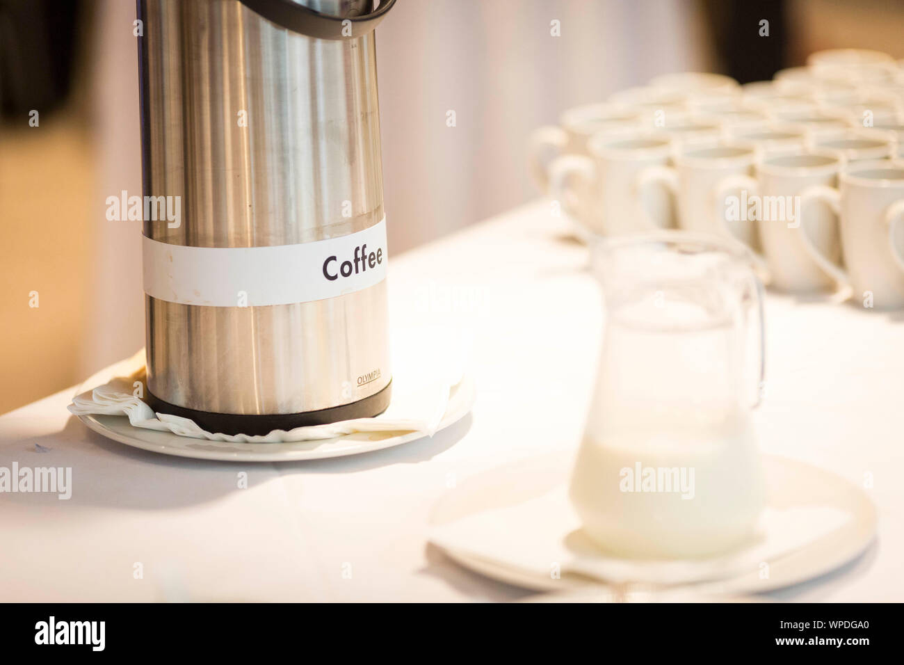 Kaffee bei einer Konferenz Stockfoto