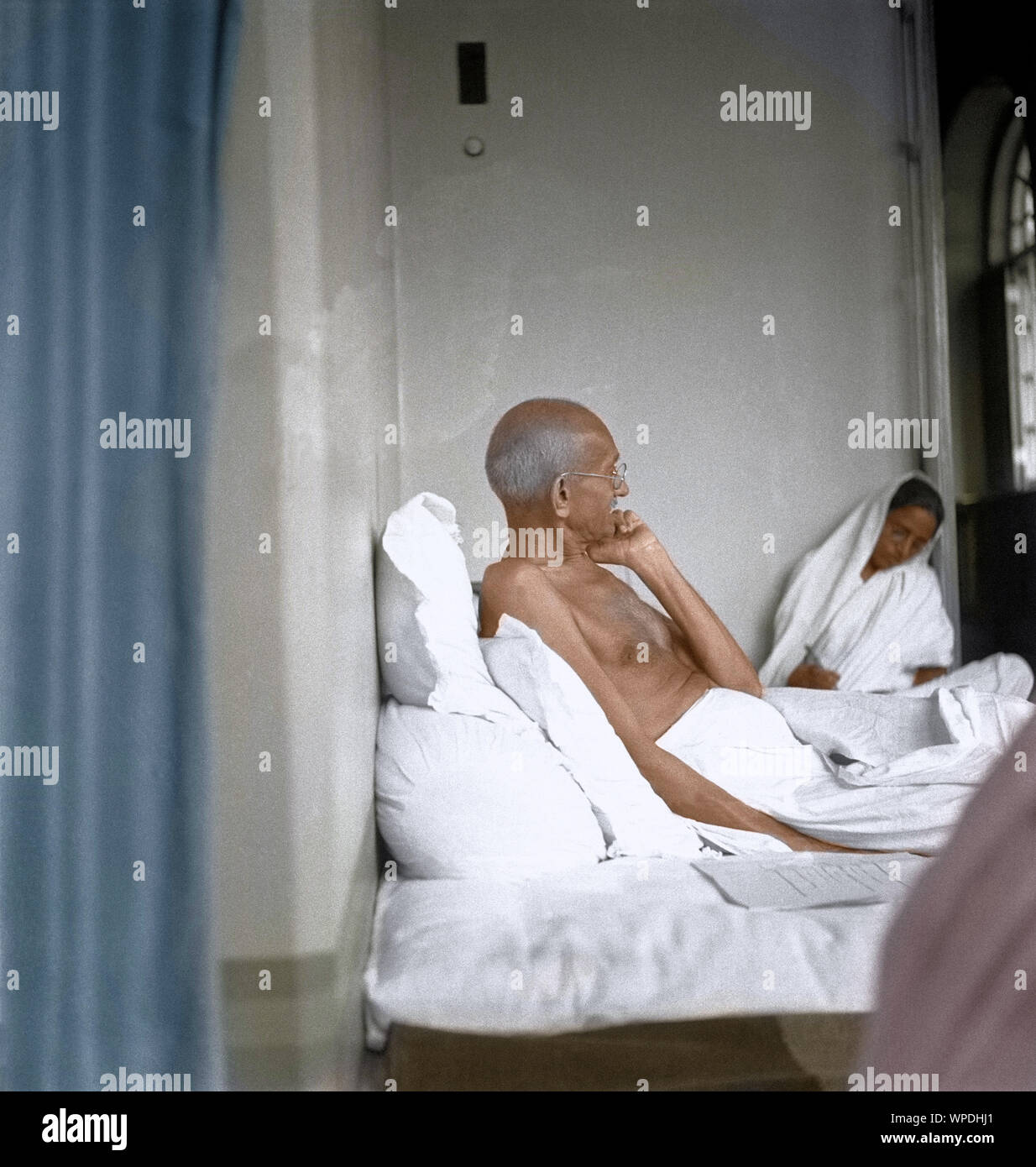 Mahatma Gandhi an Birla House, Mumbai, Maharashtra, Indien, Asien, September 1944 Stockfoto