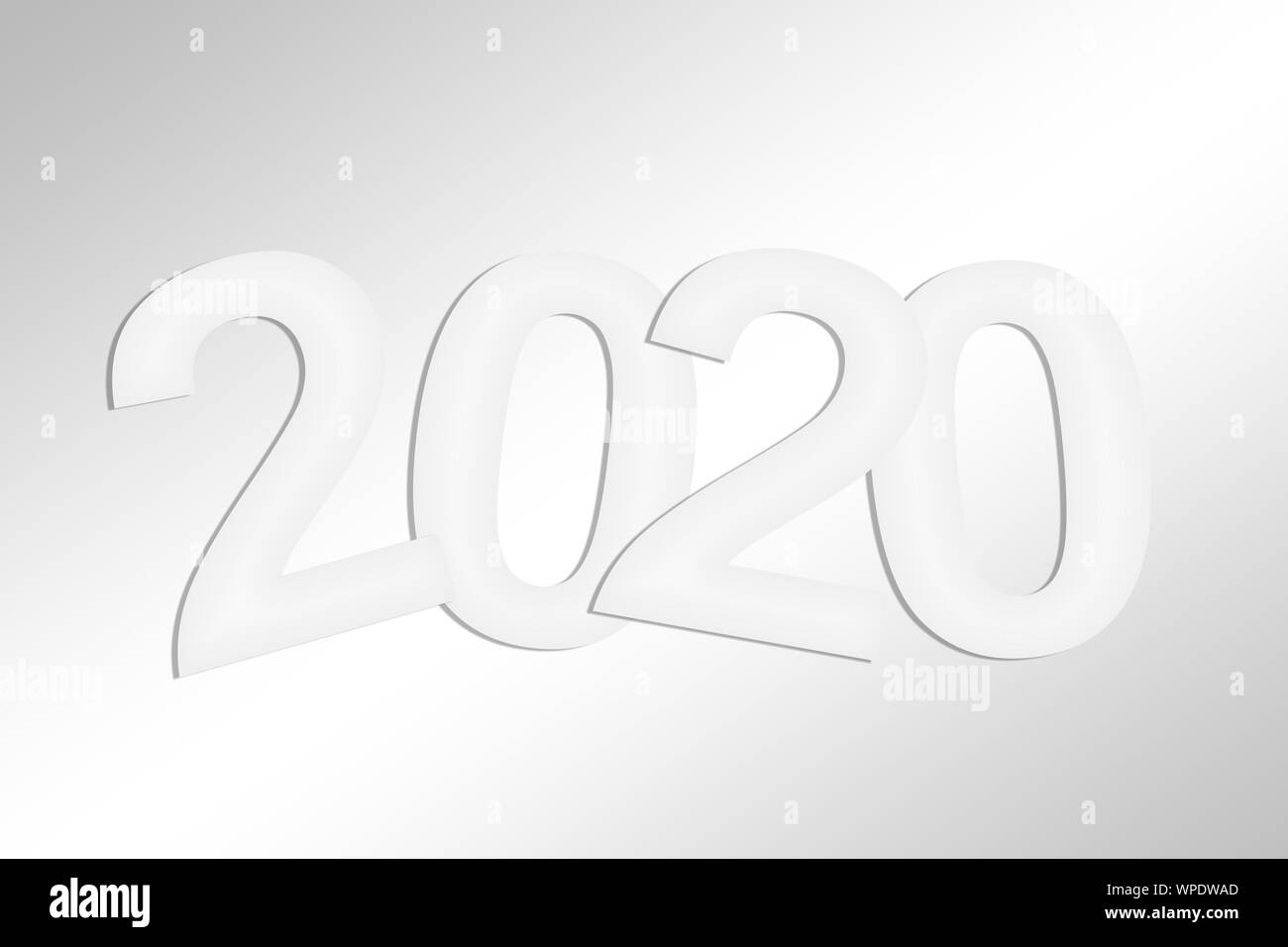 2020 Grußkarte mit weißem Papier schneiden Stockfoto
