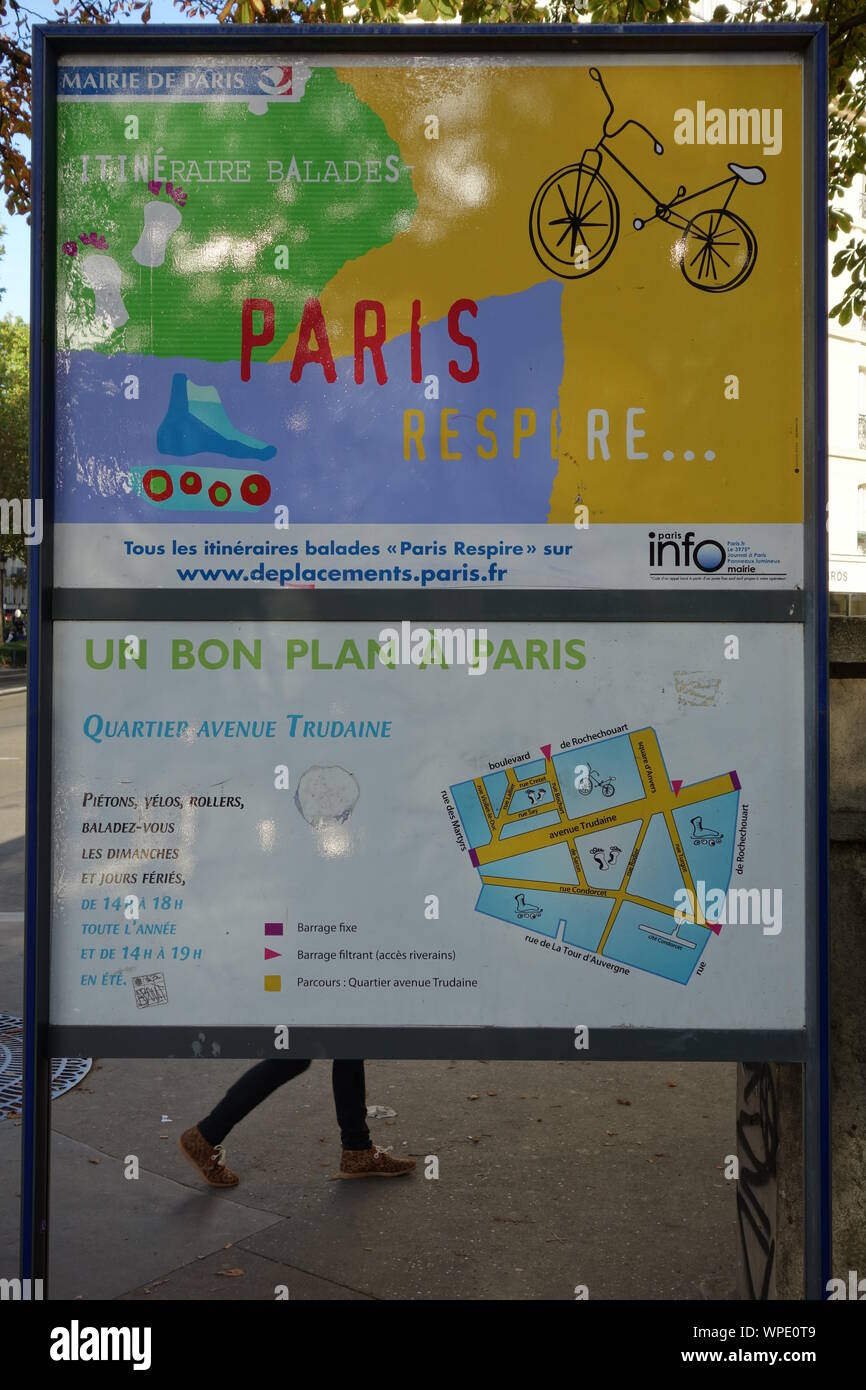Paris atmen, Verkehrsberuhigung - Paris atmen, Verkehrsberuhigung Stockfoto