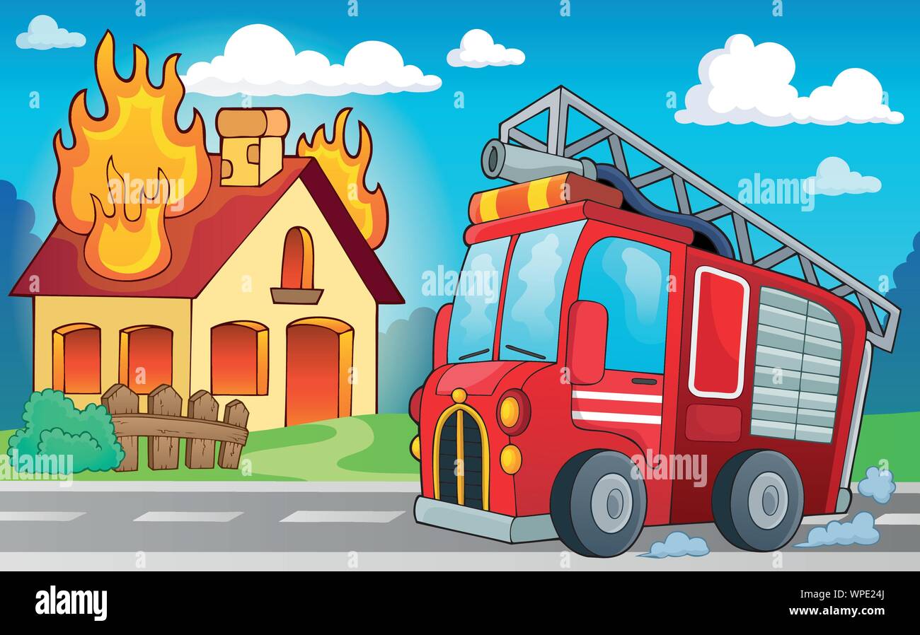Fire Truck Thema Bild 3 Stock Vektor