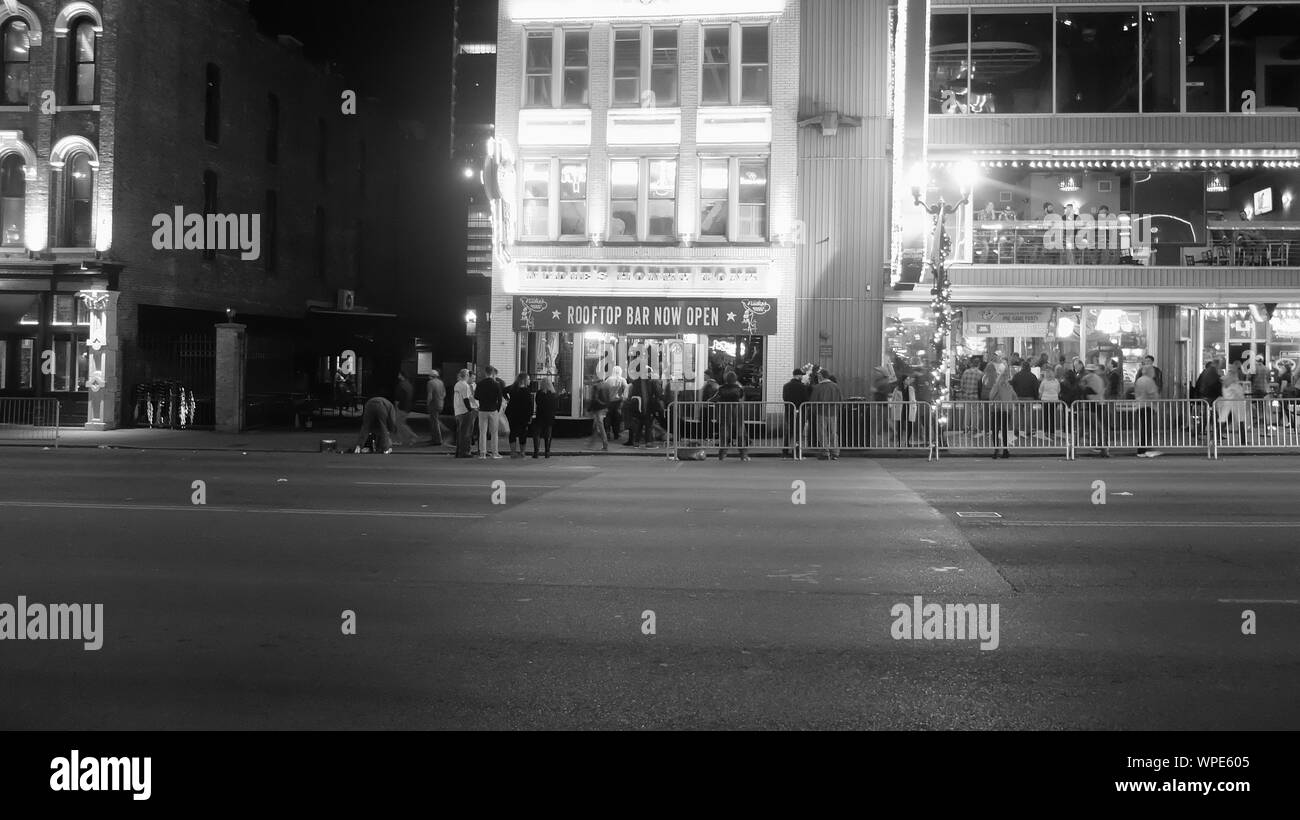 Nashville Straße Szenen bei Nacht Stockfoto