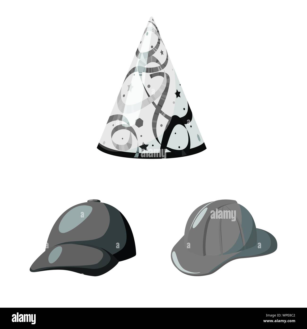 Isoliertes Objekt der Mütze und Helm. Sammlung von Hut und Beruf vektor Symbol für das Lager. Stock Vektor