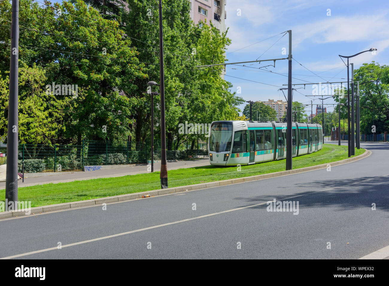 Paris, Straßenbahnlinie T3 - Paris, Straßenbahnlinie T3 Stockfoto