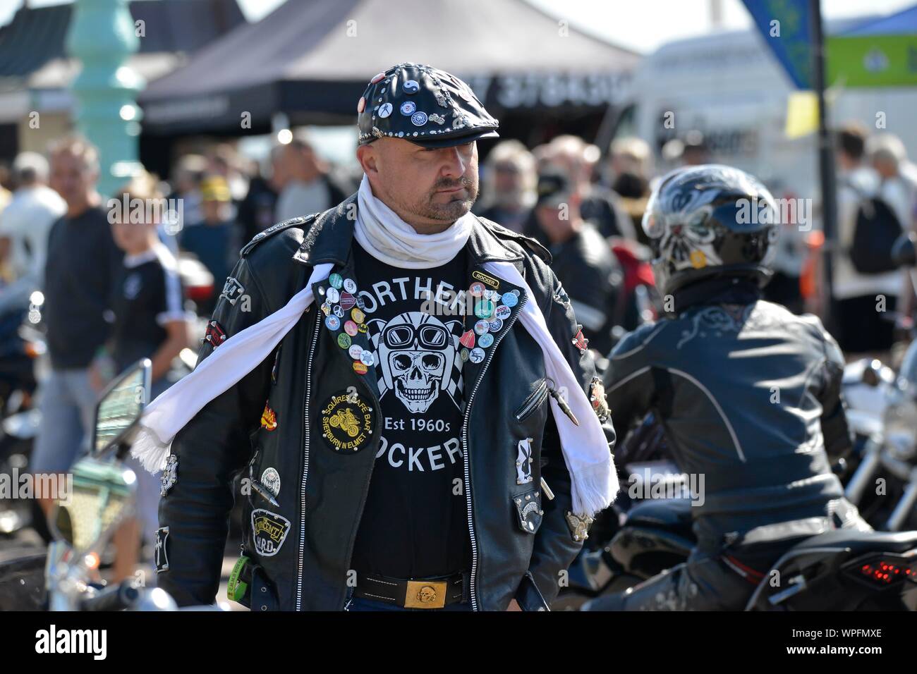 Ace Cafe Reunion 2019 Brighton Burn up bei Madeira Drive. Bild: Terry Applin Stockfoto