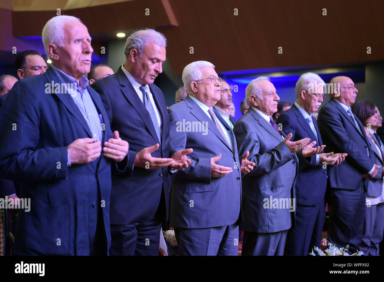 Ramallah, West Bank, Palästina. 9 Sep, 2019. Der palästinensische Präsident Mahmoud Abbas besucht die Vierte Nationale Forum für die vierte industrielle Revolution, in der West Bank Stadt Ramallah, Sept. 09, 2019 Credit: thaer Ganaim/APA-Images/ZUMA Draht/Alamy leben Nachrichten Stockfoto