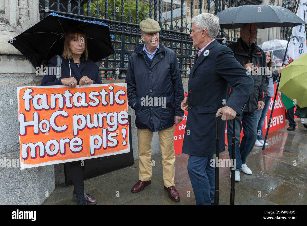 College Green, Westminster, London, Großbritannien. 9. September 2019. Pro und anti Brexit Unterstützern rund um College Green. Penelope Barritt/Alamy leben Nachrichten Stockfoto