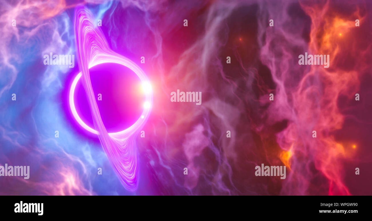 Schwarzes Loch und Nebel Konzept bunte space-Elemente interstellaren Gas schwarzes Loch Event Horizon Deep Space Travel interplanetare Reisen fremden Welten Stockfoto