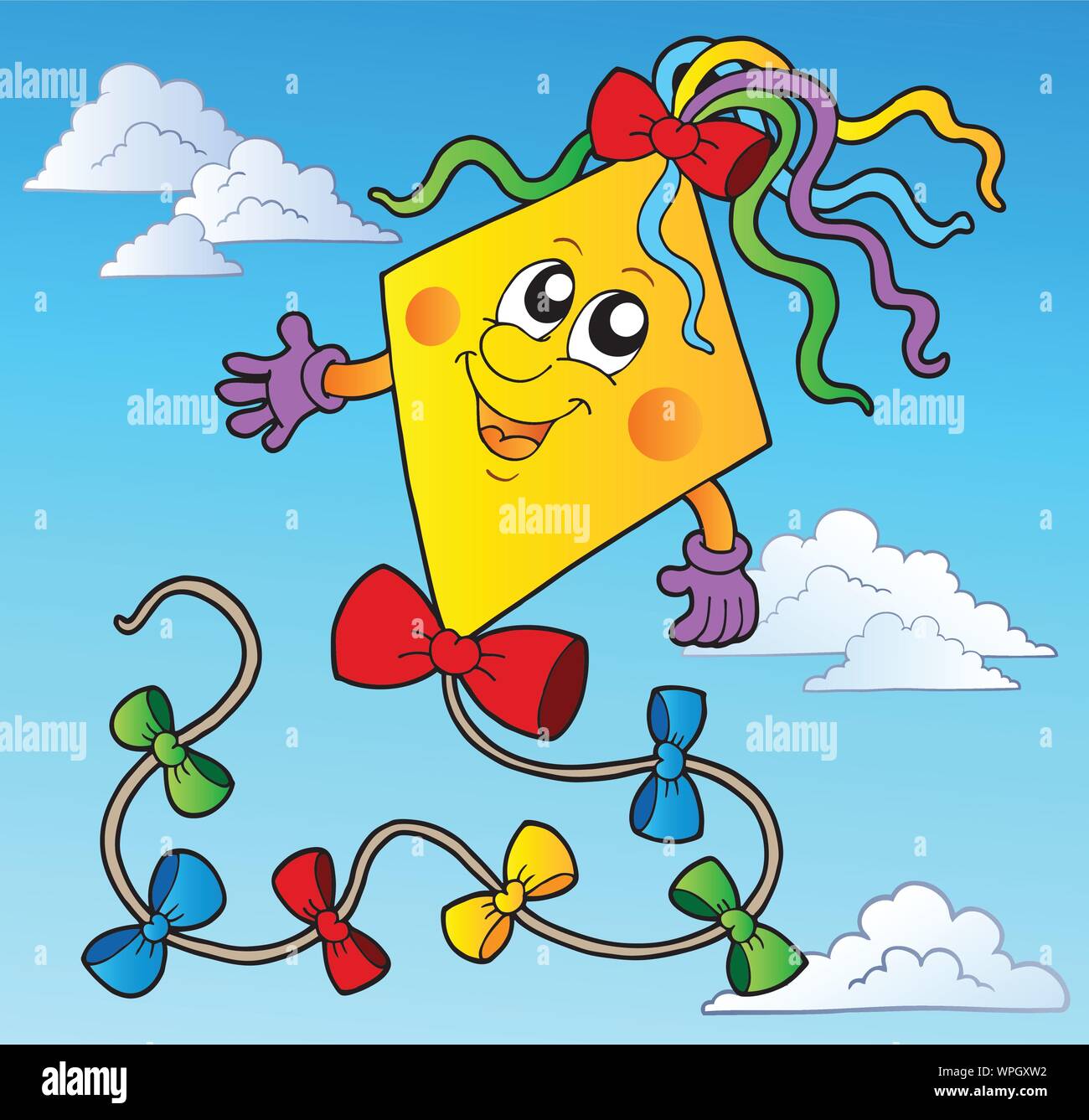 Cartoon kite auf blauen Himmel Stock Vektor