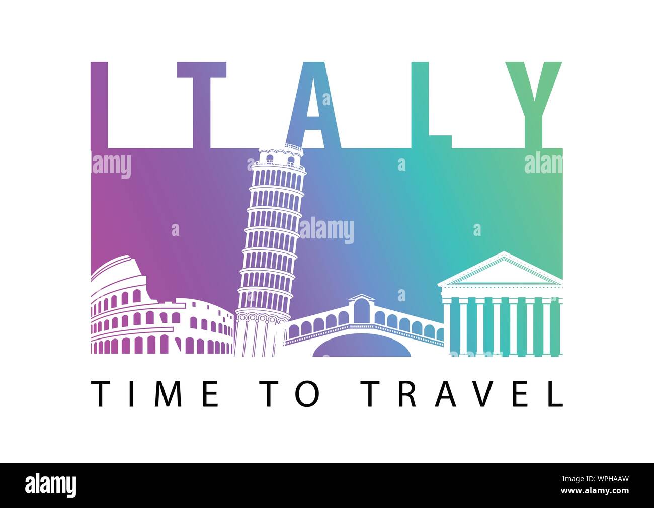 Italien Wahrzeichen Silhouette Style, Vector Illustration, Gradient neon farbenfrohes Design Stock Vektor