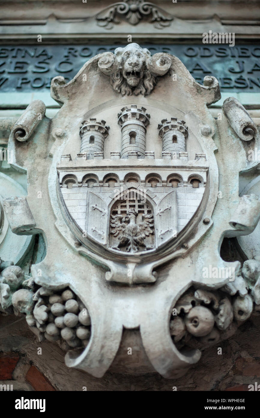 Architektonisches Detail in der Altstadt von Krakau, Polen. Stockfoto