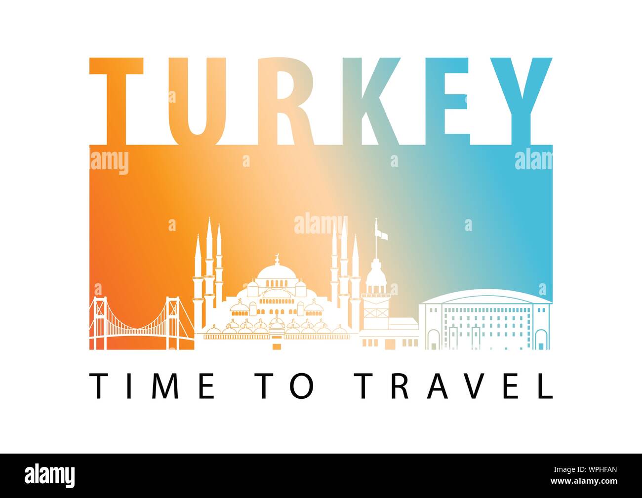 Türkei Wahrzeichen Silhouette Style, Vector Illustration, Gradient neon farbenfrohes Design Stock Vektor