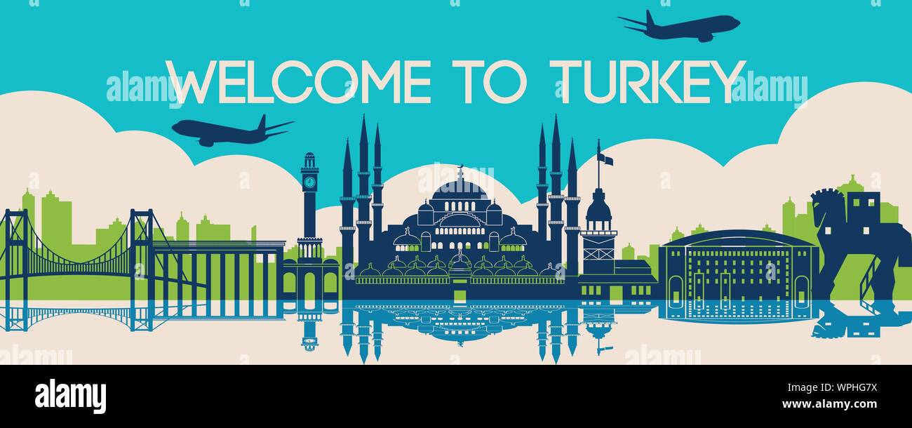 Das Wahrzeichen der Stadt der Türkei, Reiseziel, silhouette Design, Vektor, Abbildung Stock Vektor