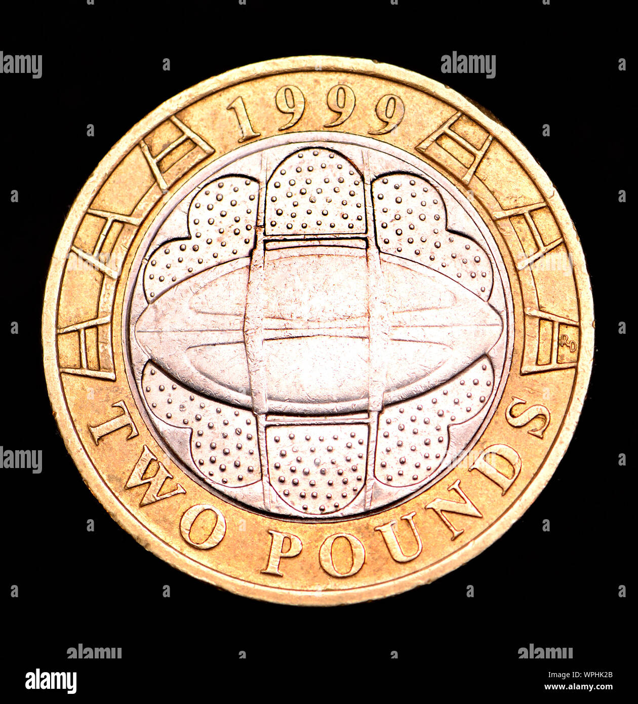 Britische bimetallischen £ 2 Münze. Rugby World Cup 1999. Von Ron Dutton konzipiert Stockfoto