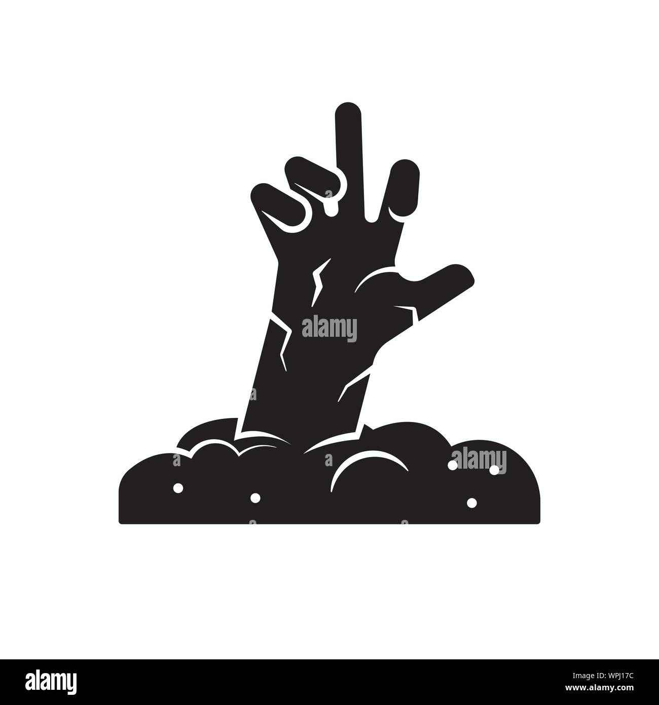 Zombie hand von Grab Vektor icon. Feste schwarze Halloween Symbol. Stock Vektor
