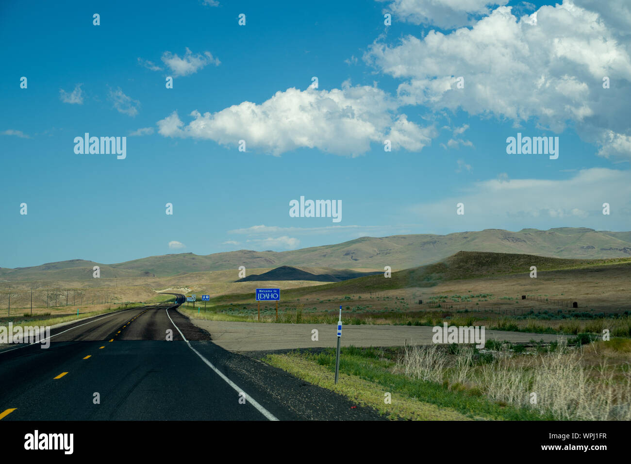 Owyhee County im US-Bundesstaat Idaho - Juli 13, 2019: Willkommen in Idaho zu unterschreiben uns 95 beim Überschreiten der Oregon Idaho State Border Stockfoto