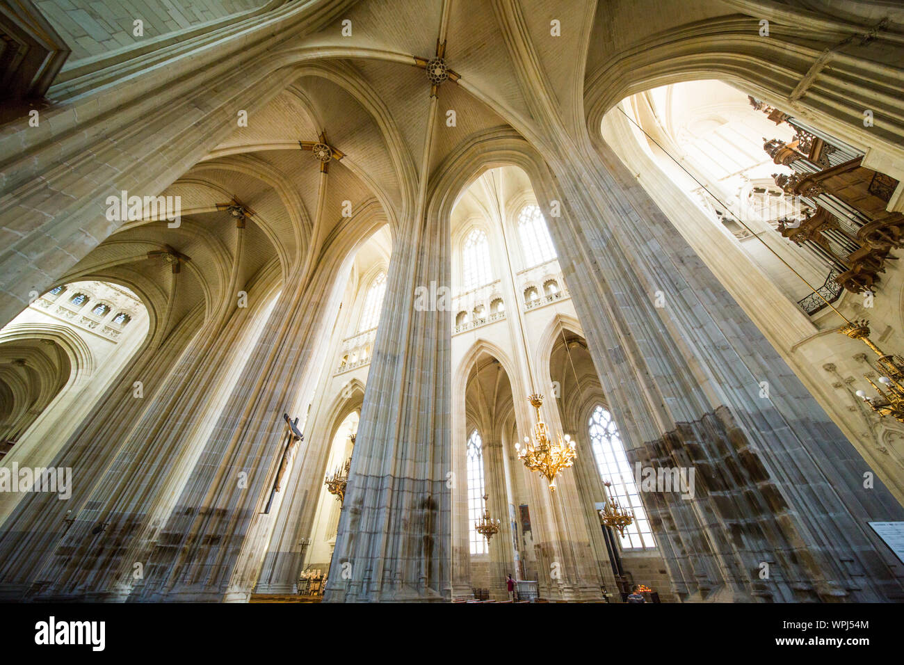 Kathedrale von Nantes Saint-Pierre-et-Saint-Paul inneren Säulen und Statuen Stockfoto