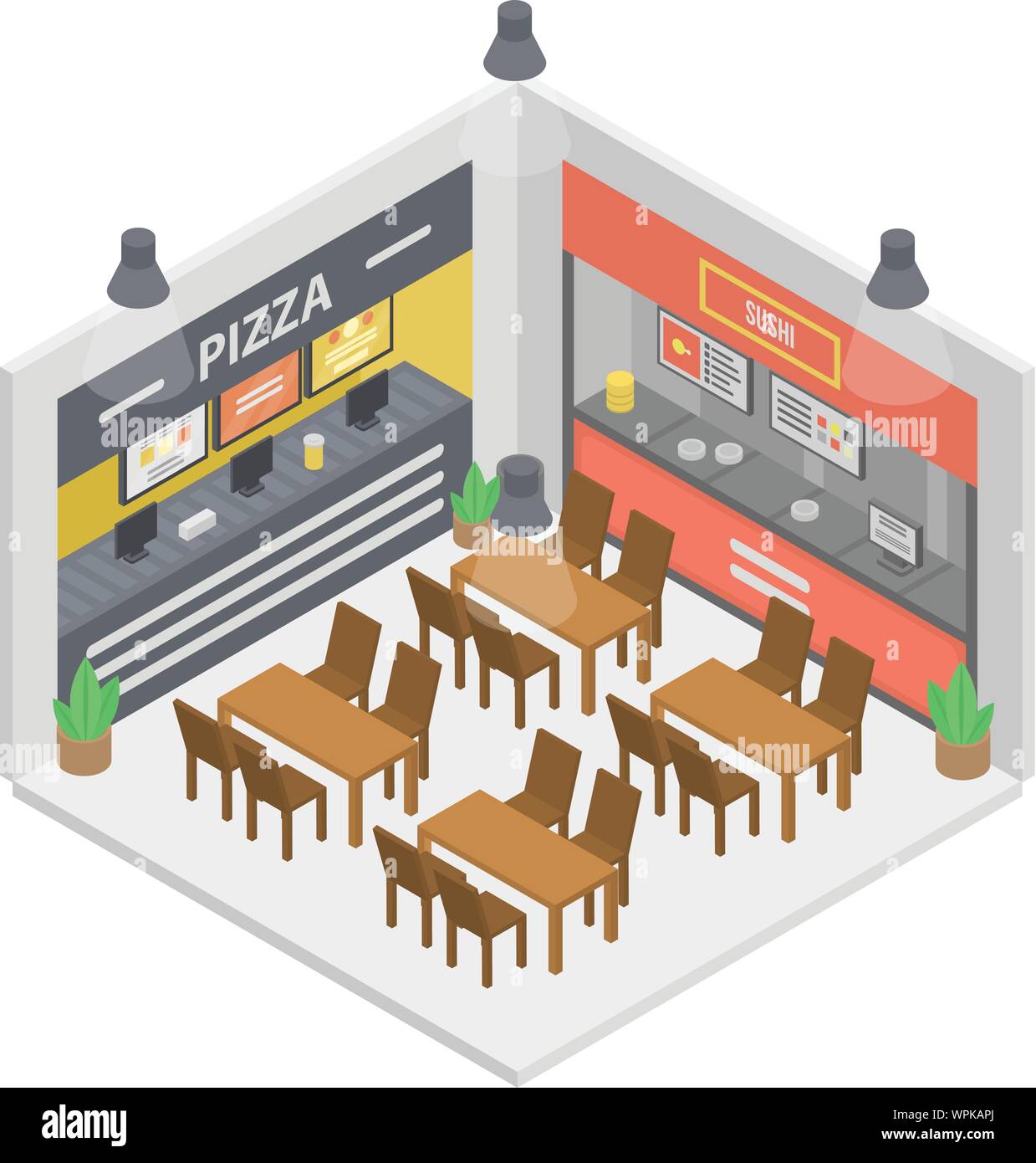 Fast food Restaurant Zimmer Symbol, isometrische Stil Stock Vektor