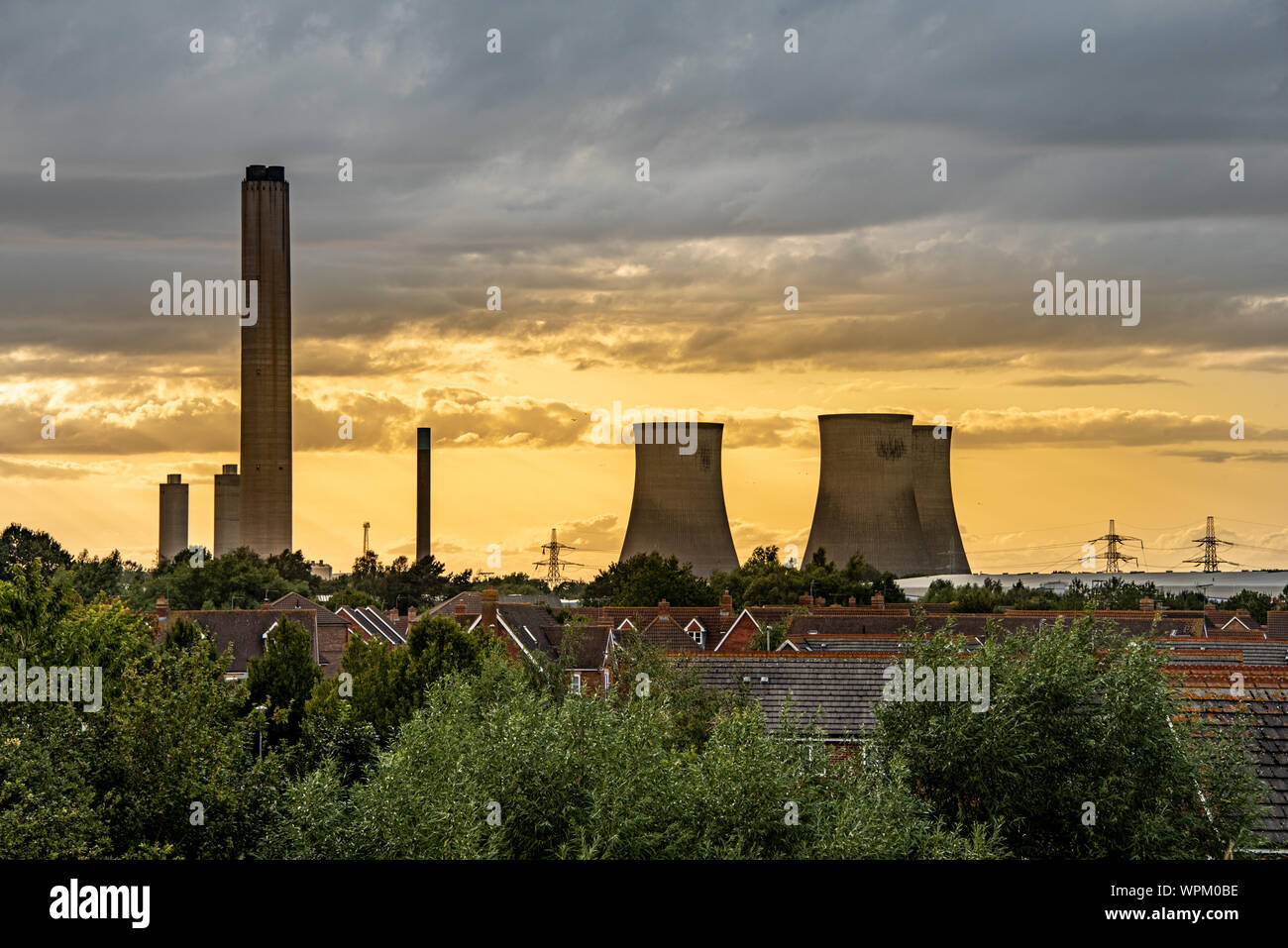 Kraftwerk Didcot, letzten Abend vor dem Abriss. Stockfoto