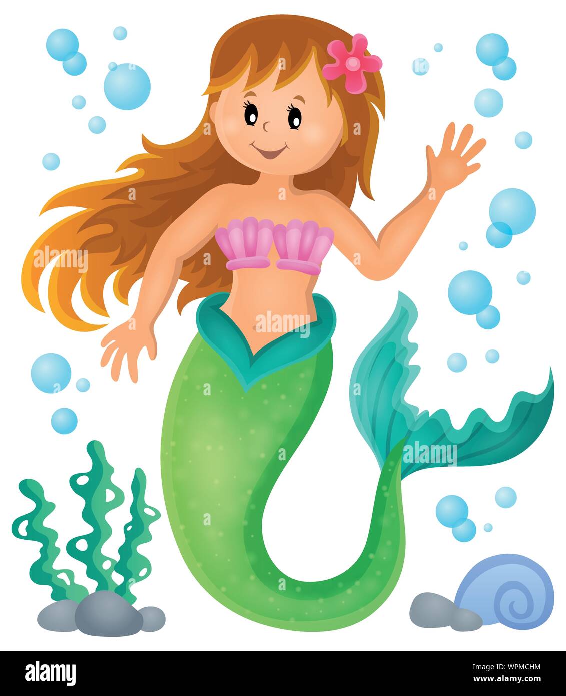 Mermaid Thema Bild 1 Stock Vektor