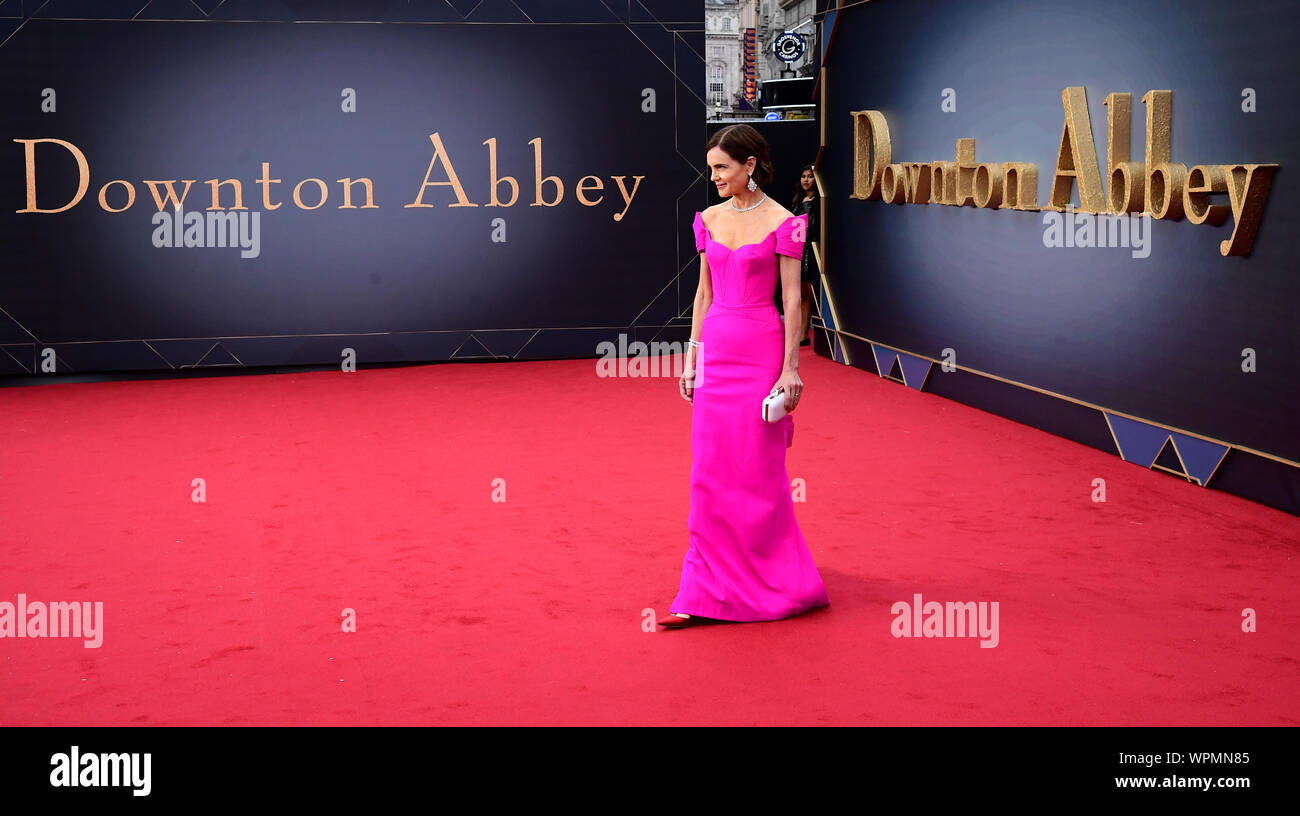 Elizabeth McGovern die Teilnahme an der Uraufführung von Downton Abbey, in der cineworld Leicester Square, London statt. Stockfoto