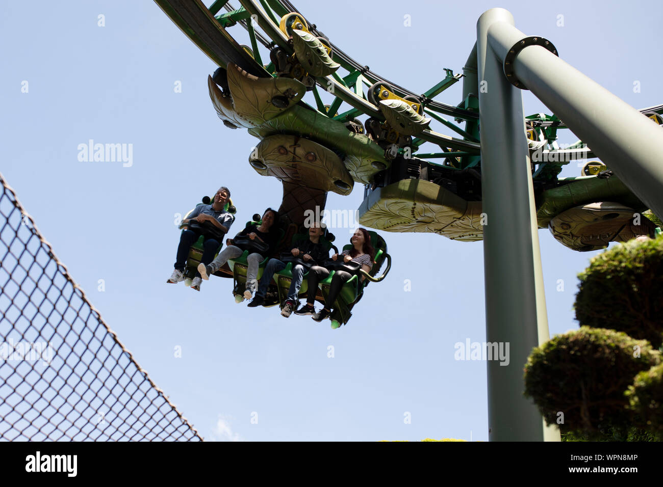 Die Arthur-Themenfahrt durch Minimoys, inspiriert von der Filmtrilogie, im Europa-Park in Rust. Stockfoto