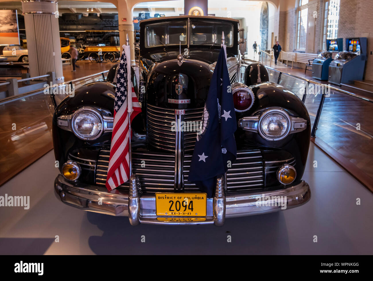 Dearborn, MI, USA - März 2019: Franklin Delano Roosevelt Sunshine Special 1939 Lincoln presidential Auto im Henry Ford Museum von Amerika vorgestellt Stockfoto