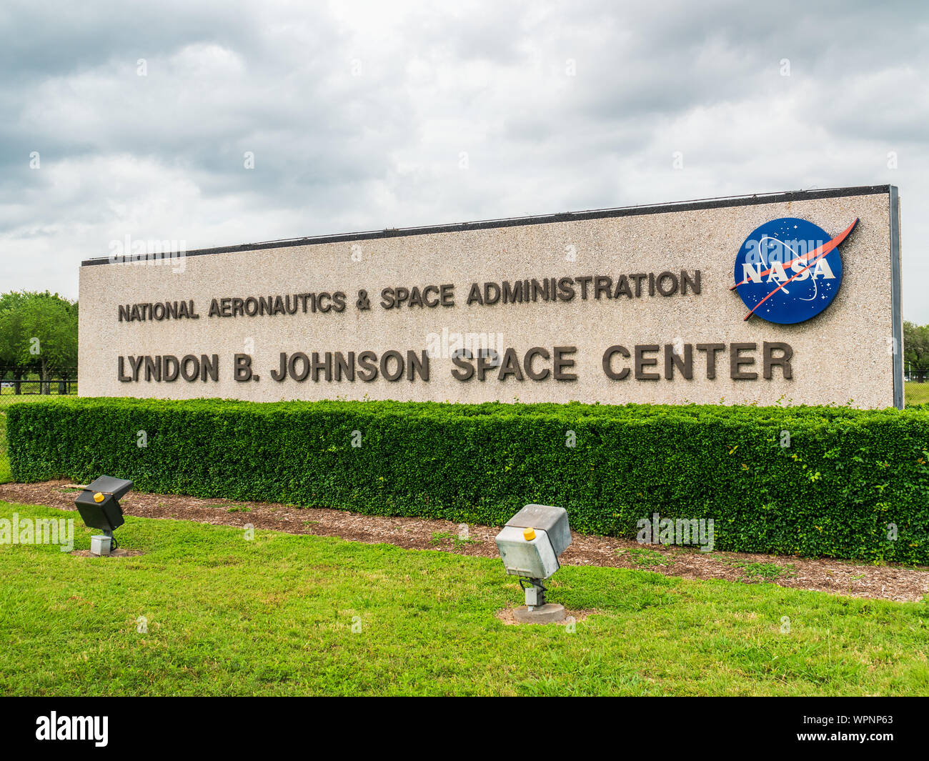 HOUSTON, TX - Juni 19: Johnson Space Center in Houston, Texas, am 19. Juni 2019. Dieses ist, wo die Amerikanische bemannte Raumfahrt gestartet Stockfoto