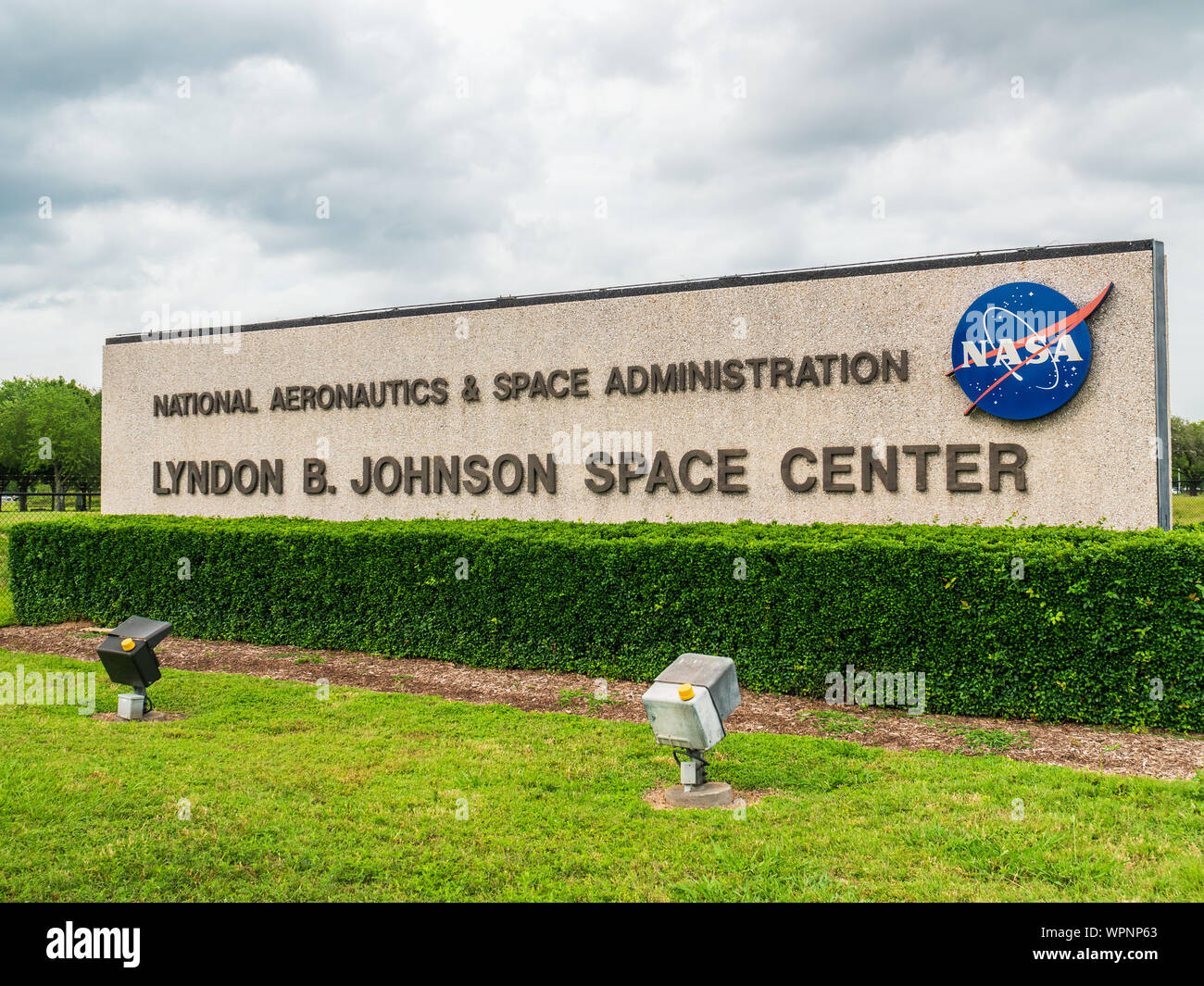 HOUSTON, TX - Juni 19: Johnson Space Center in Houston, Texas, am 19. Juni 2019. Dieses ist, wo die Amerikanische bemannte Raumfahrt gestartet Stockfoto