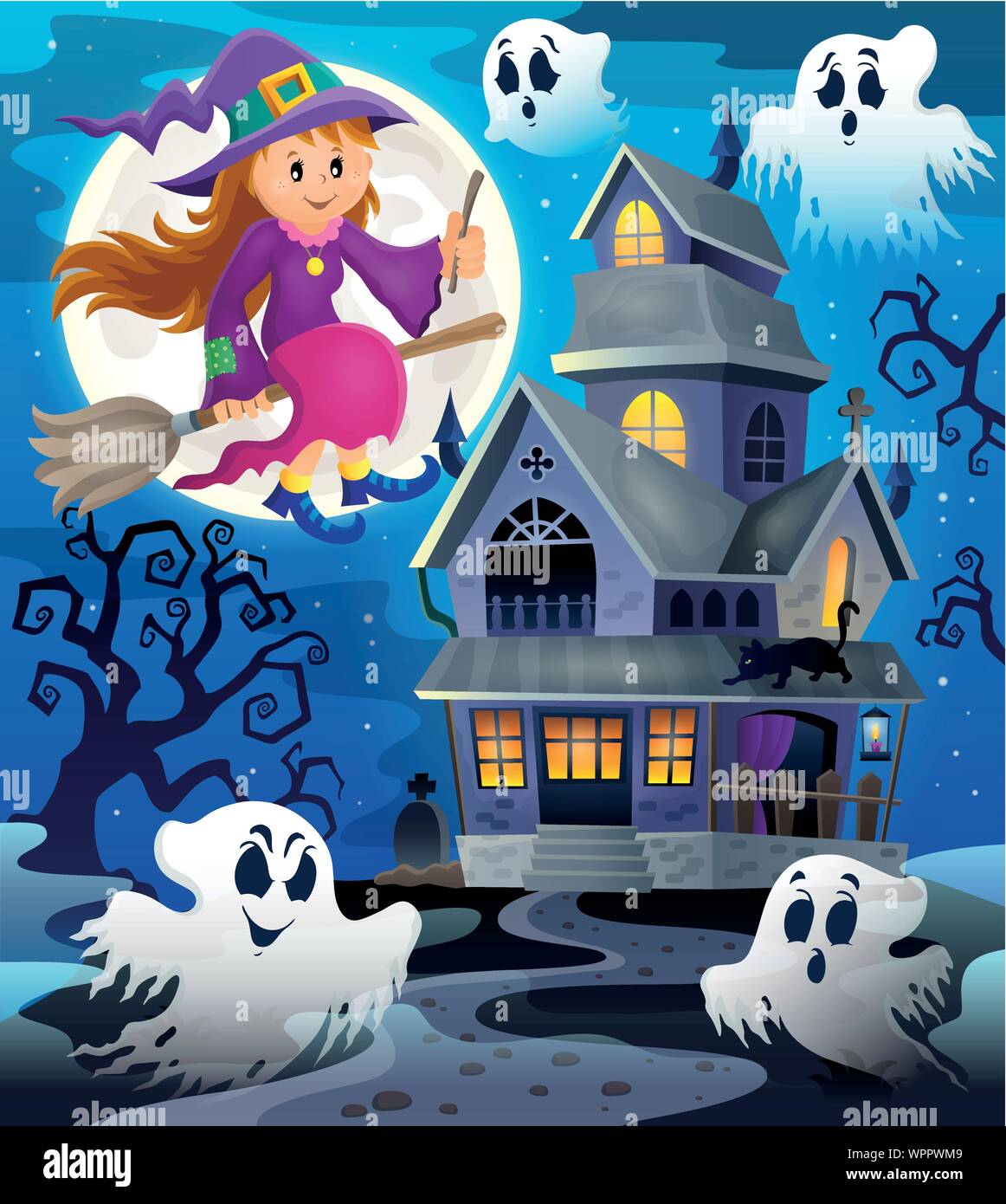 Bild mit haunted House die Punktedichte für Kreise und Quadrate 8. Stock Vektor