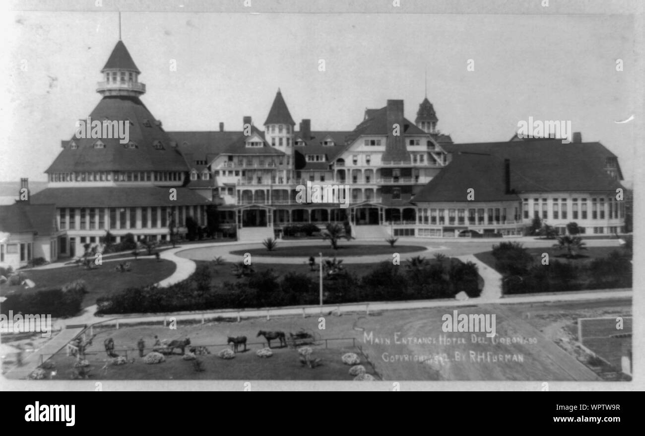 Haupteingang, Hotel Del Coronado Stockfoto