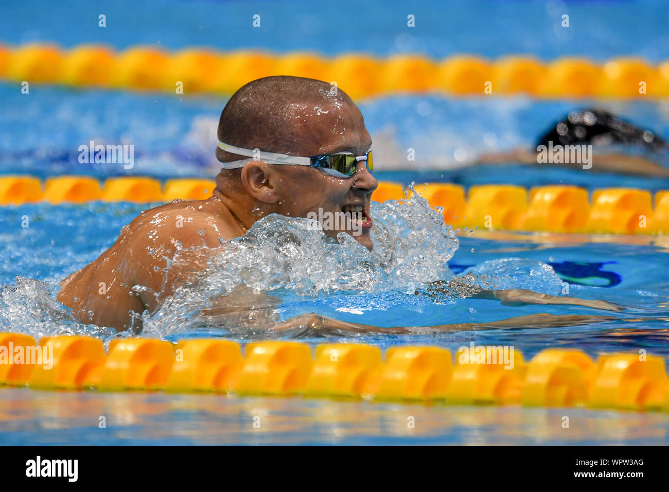 LONDON, VEREINIGTES KÖNIGREICH. 09 Sep, 2019. in Aktion während der 2019 World Para Schwimmen Allianz Meisterschaften - Tag 1 Finale in London Aquatics Center am Montag, 09. September 2019. LONDON ENGLAND. Credit: Taka G Wu/Alamy leben Nachrichten Stockfoto