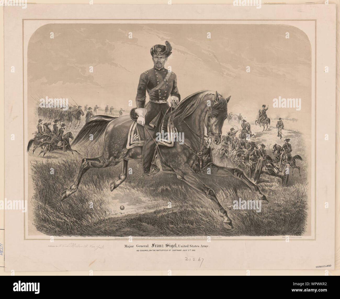 Major General Franz Sigel, United States Army, als Oberst, auf dem Schlachtfeld von Karthago 5. Juli 1861 Stockfoto