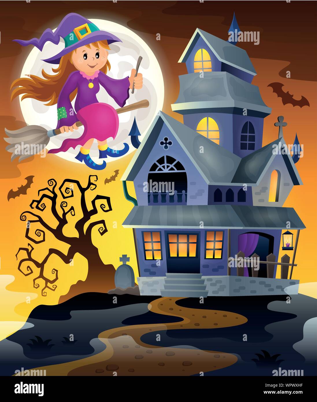 Bild mit haunted House die Punktedichte für Kreise und Quadrate 9. Stock Vektor