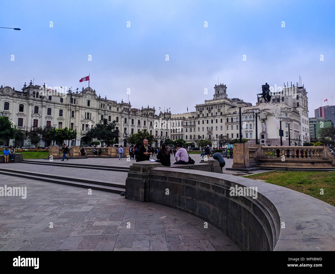 Plaza San Martin, dem Hauptplatz in der Altstadt von der peruanischen Hauptstadt Lima Stockfoto