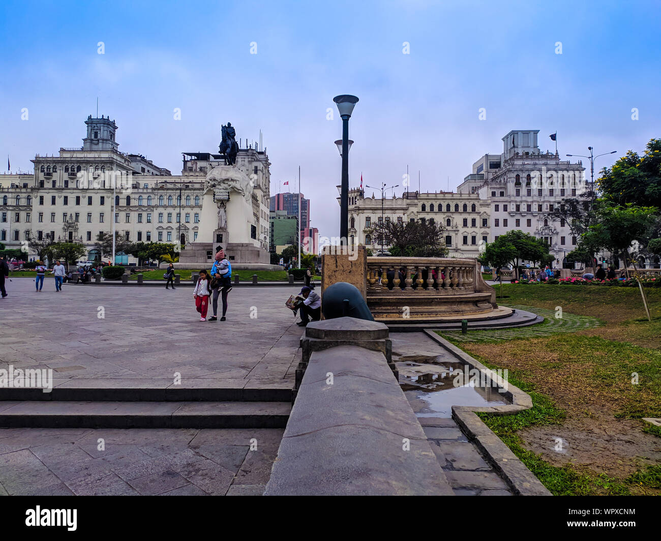 Plaza San Martin, dem Hauptplatz in der Altstadt von der peruanischen Hauptstadt Lima Stockfoto