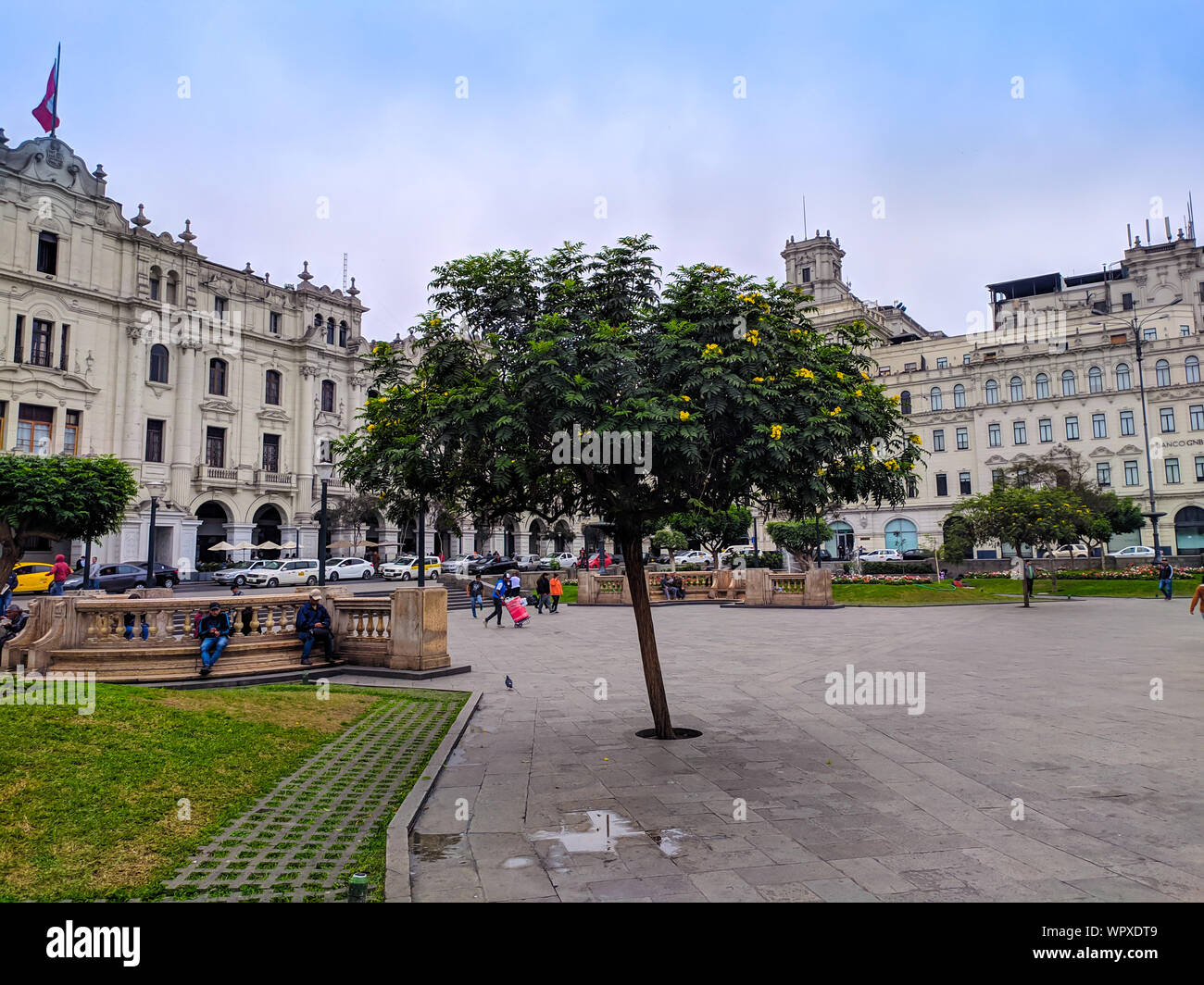 Plaza San Martin, dem Hauptplatz in der Altstadt von der peruanischen Hauptstadt Lima Stockfoto