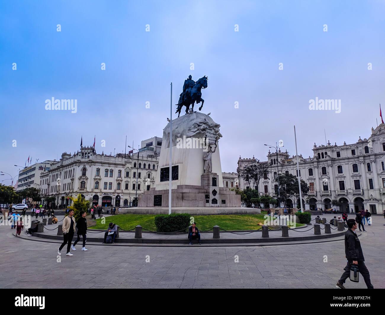 Plaza San Martin, dem Hauptplatz in der Altstadt von der peruanischen Hauptstadt Lima Stockfoto