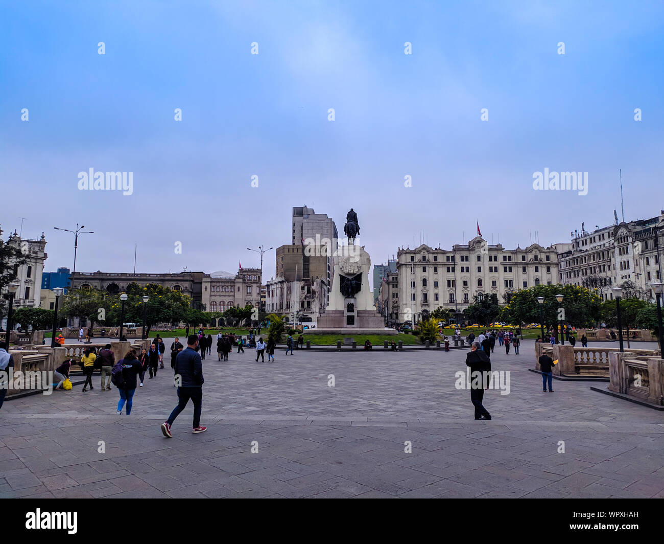 Plaza San Martin, dem Hauptplatz in der Altstadt von der peruanischen Hauptstadt Lima Stockfoto